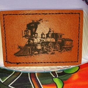 Brown Leather Patch with Train Design